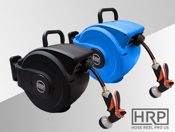 65ft Blue and 65ft Black Garden Hose Reel