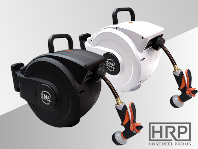 White and Black Water Hose Reel