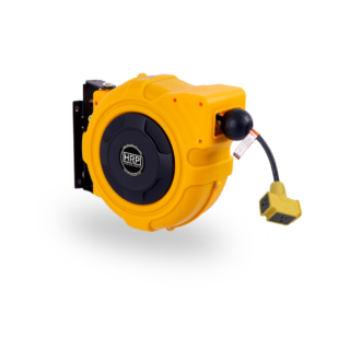 yellow electrical hose reel